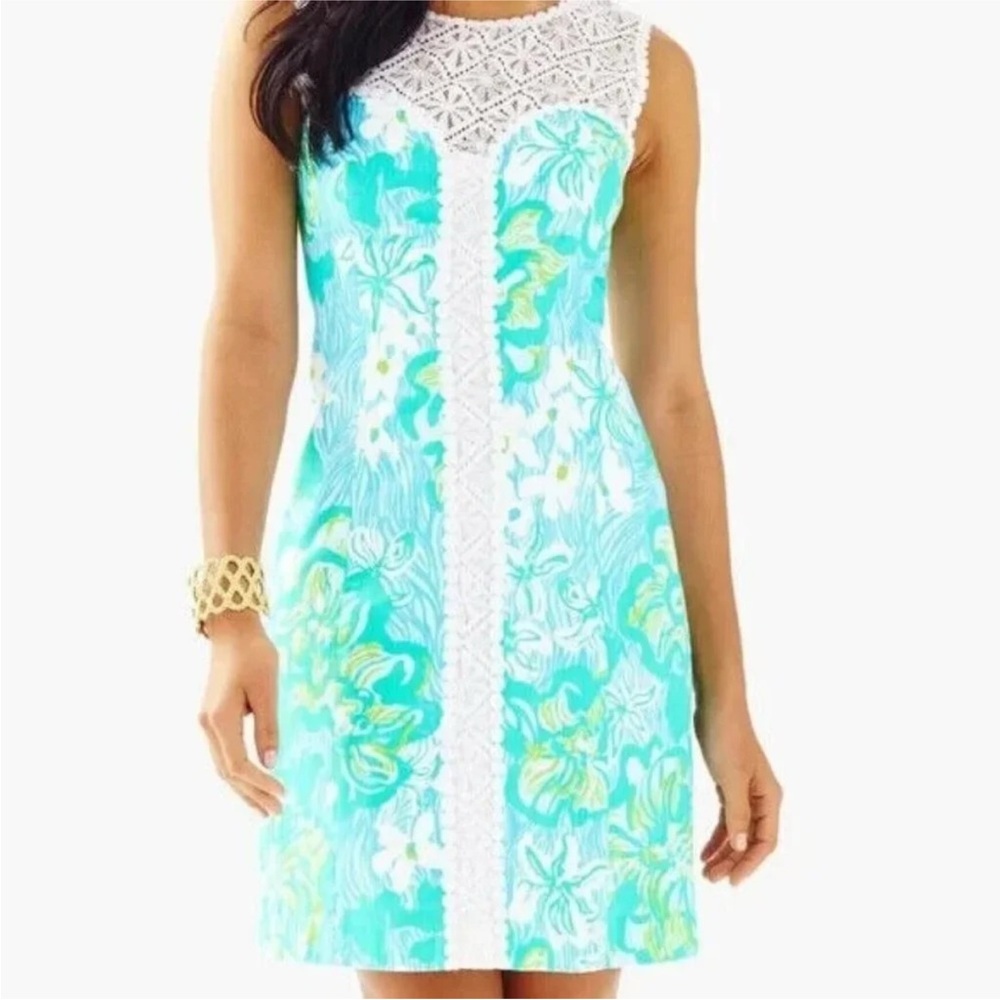 Lilly Pulitzer "Sofia" Lace Blue Floral Dress Size 14 New. Never worn